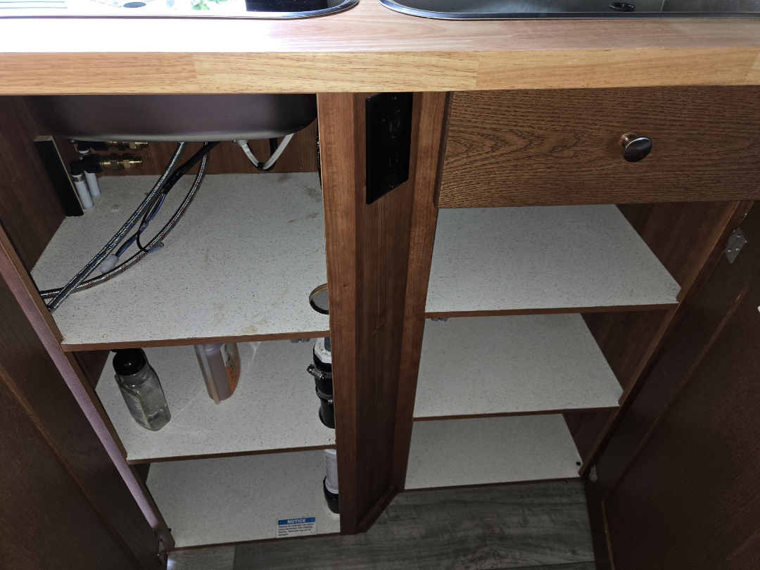 Cabinets with doors open